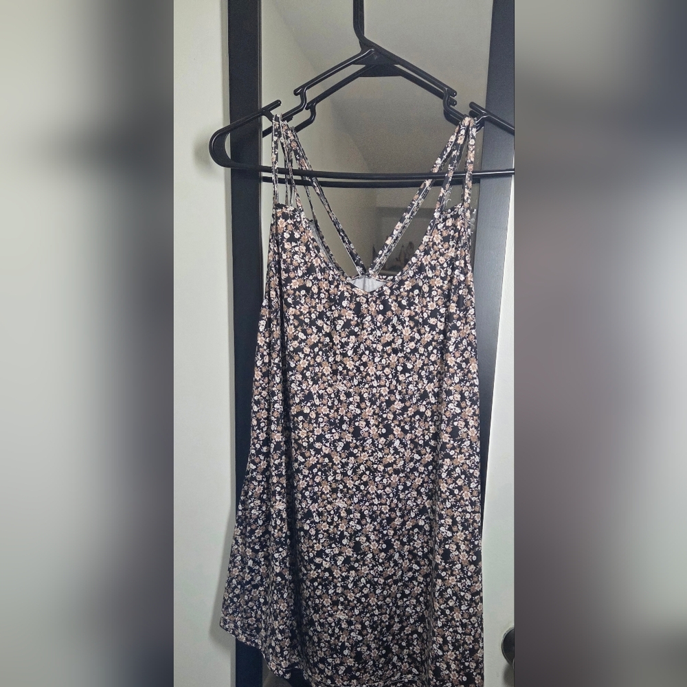 Black Floral Strappy Slip Dress